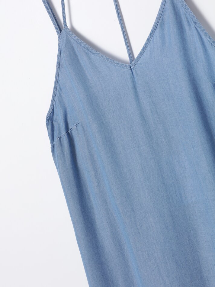 Vestido midi fluido com alças - Índigo