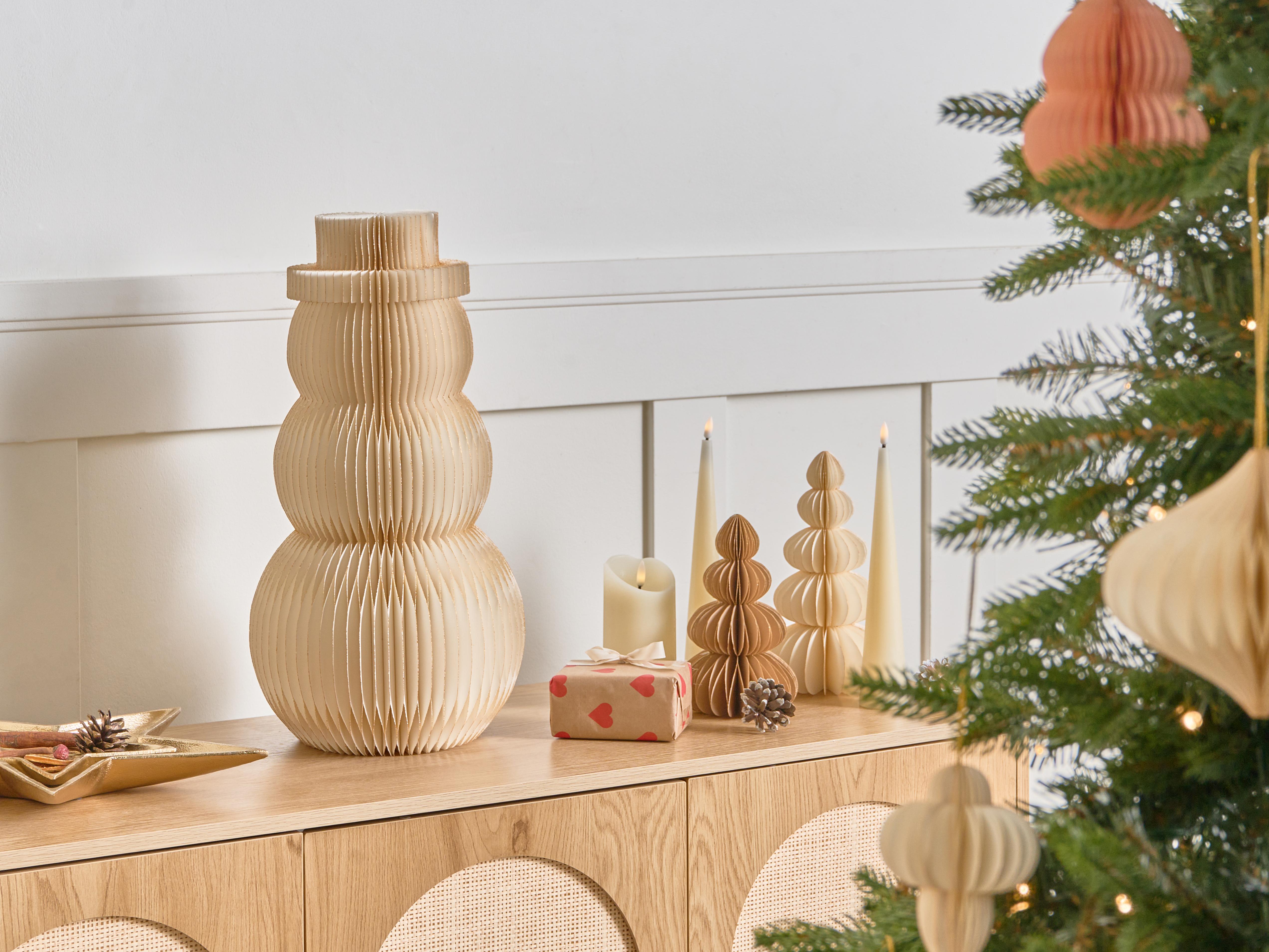 Kerstdecoratie Tafellamp BANGA Sneeuwpop 51 cm Beige