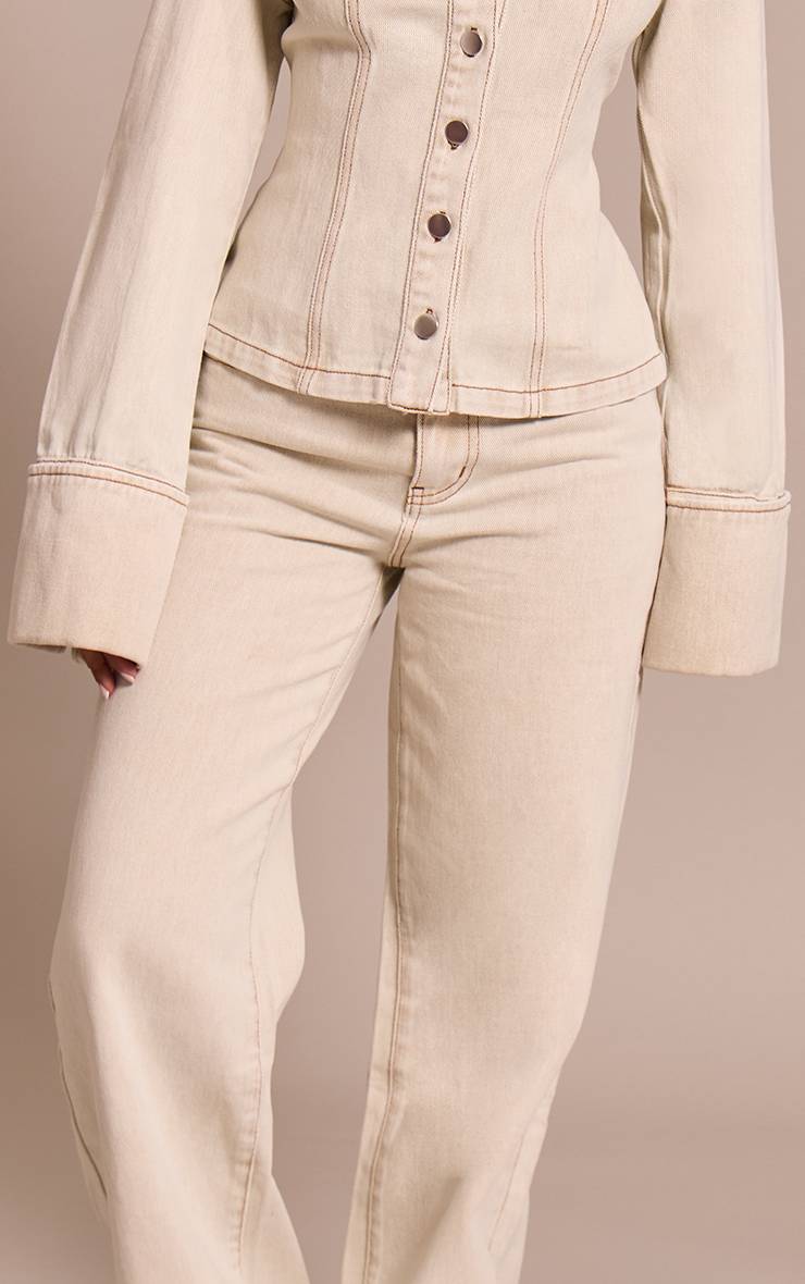 Washed Stone Jean Droit Délavage Vintage Petite Taille