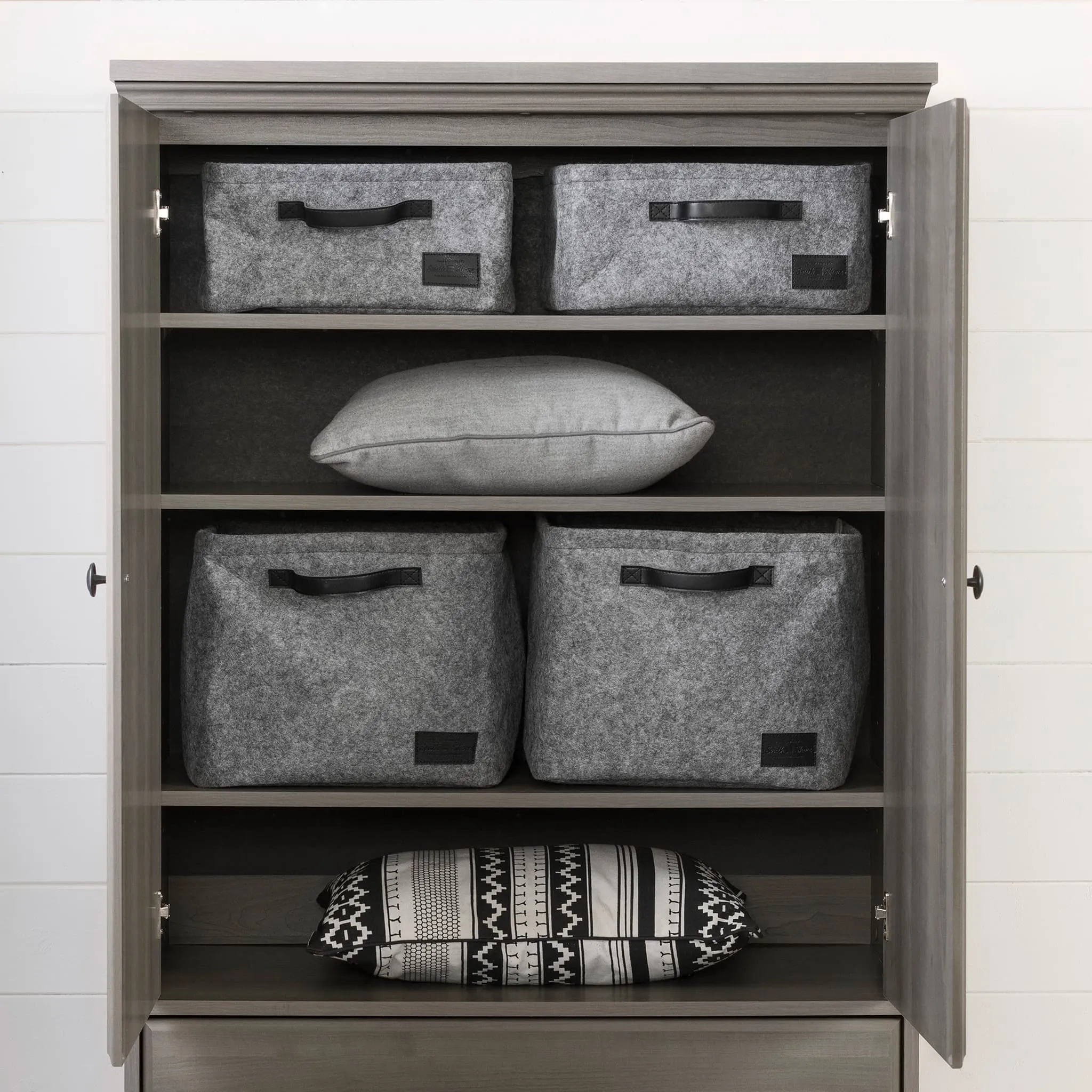 South Shore Armoire de Rangement 2 Portes - Versa Érable Cendré