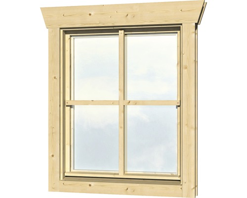 Enkel raam voor tuinhuis, 45 mm SKAN HOLZ, linksdraaiend, 57,5 x 70,5 cm, natuurlijke afwerking