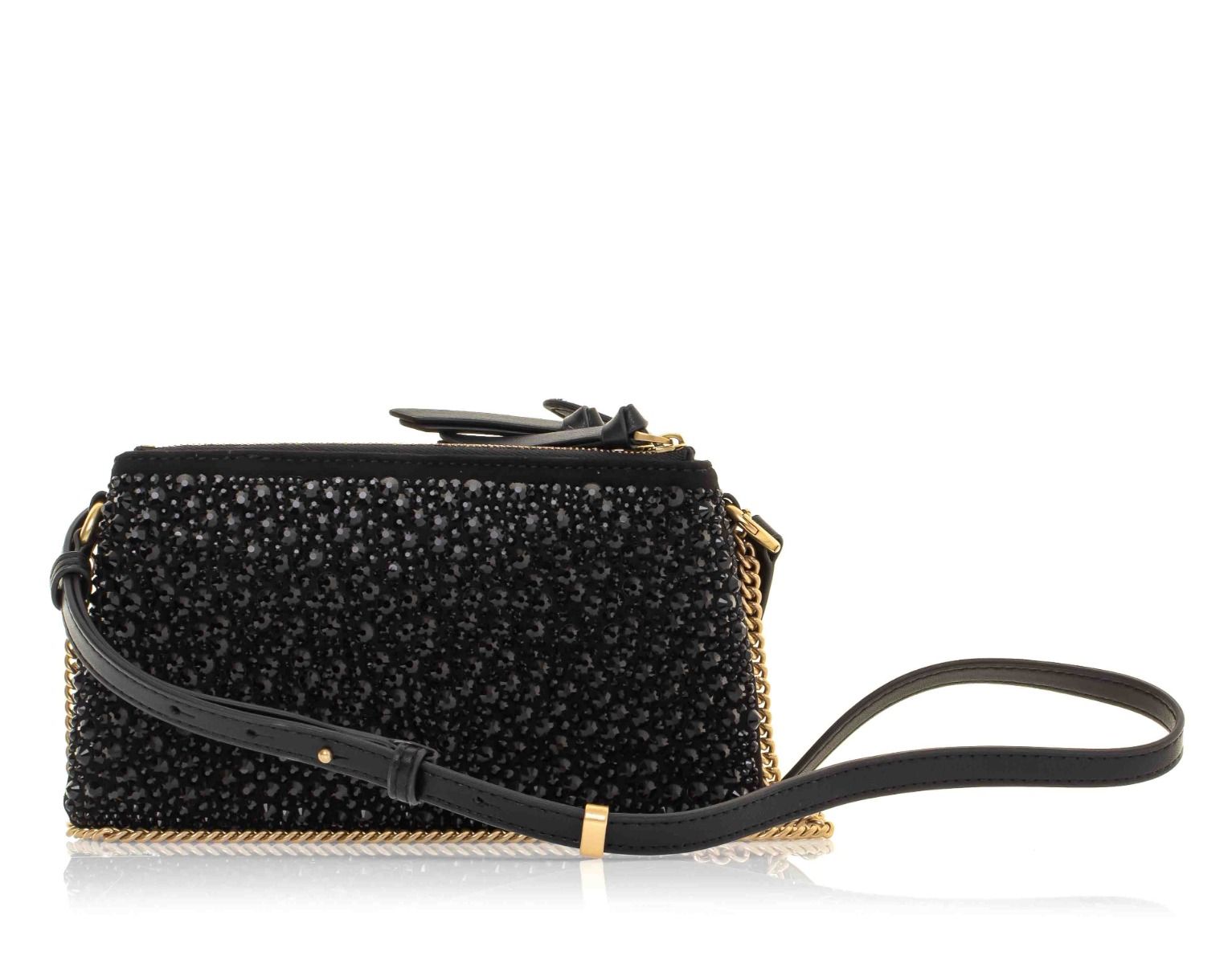 Pinko Mini Double Bag Fully Rhinestoned Shoulder Bag