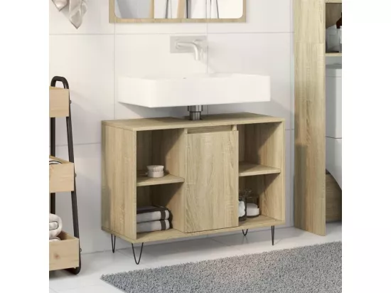 Armoire salle de bain chêne sonoma 80x33x60cm bois d'ingénierie