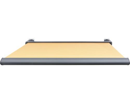 SOLUNA cassettescherm Exclusiv 2x1,5 doekdesign 0034 frame RAL 7016 antracietgrijs aandrijving rechts incl. motor en wandschakelaar