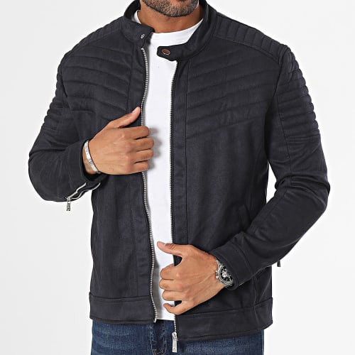 Veste Biker Bleu Marine