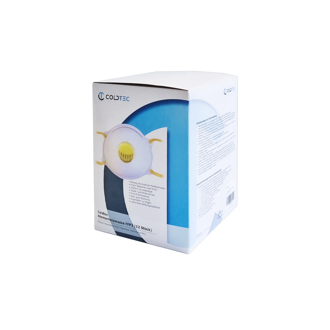 Coldtec Atemschutzmaske FFP2 mit Ventil, 12 Stück