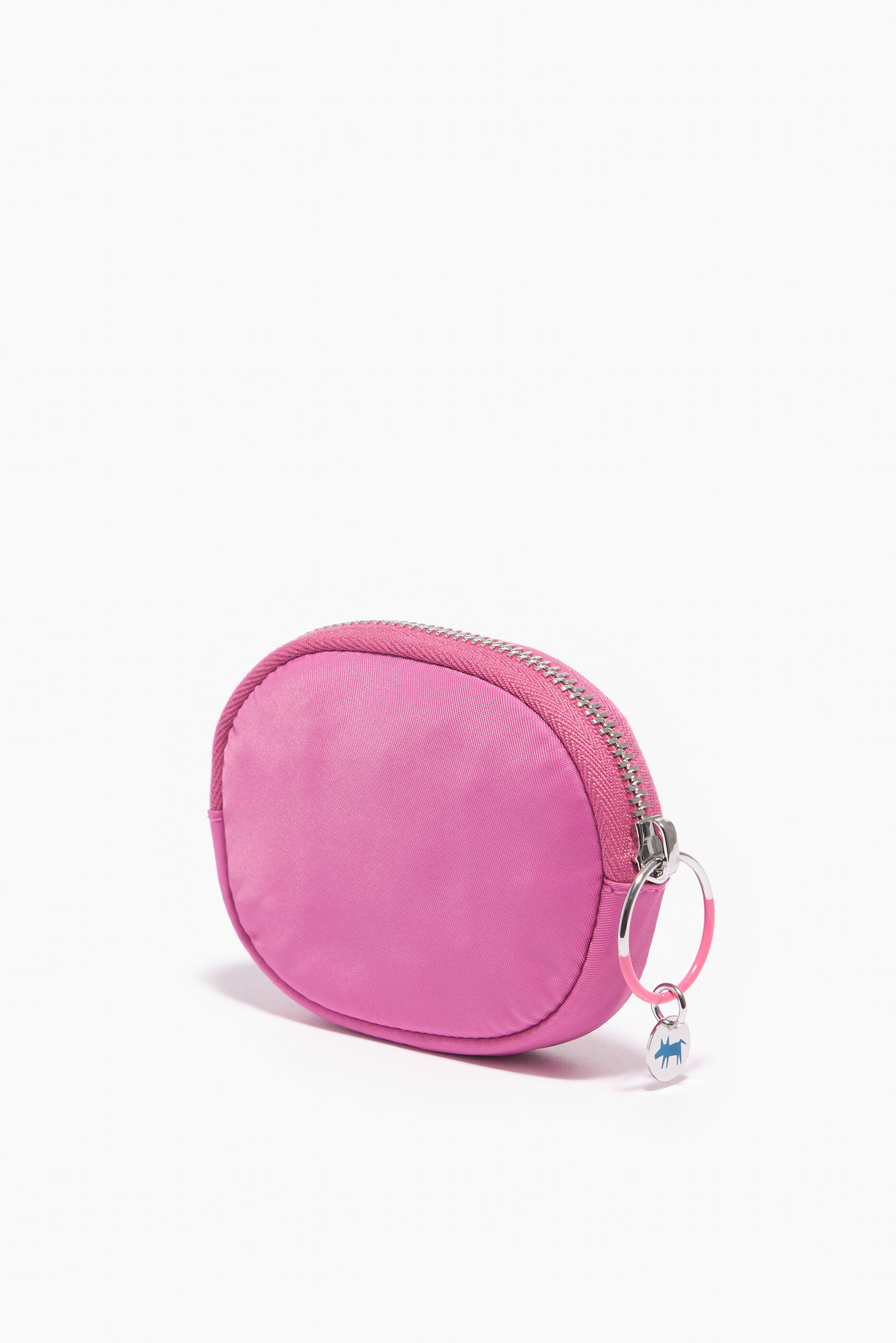 Porta-moedas oval de náilon rosa