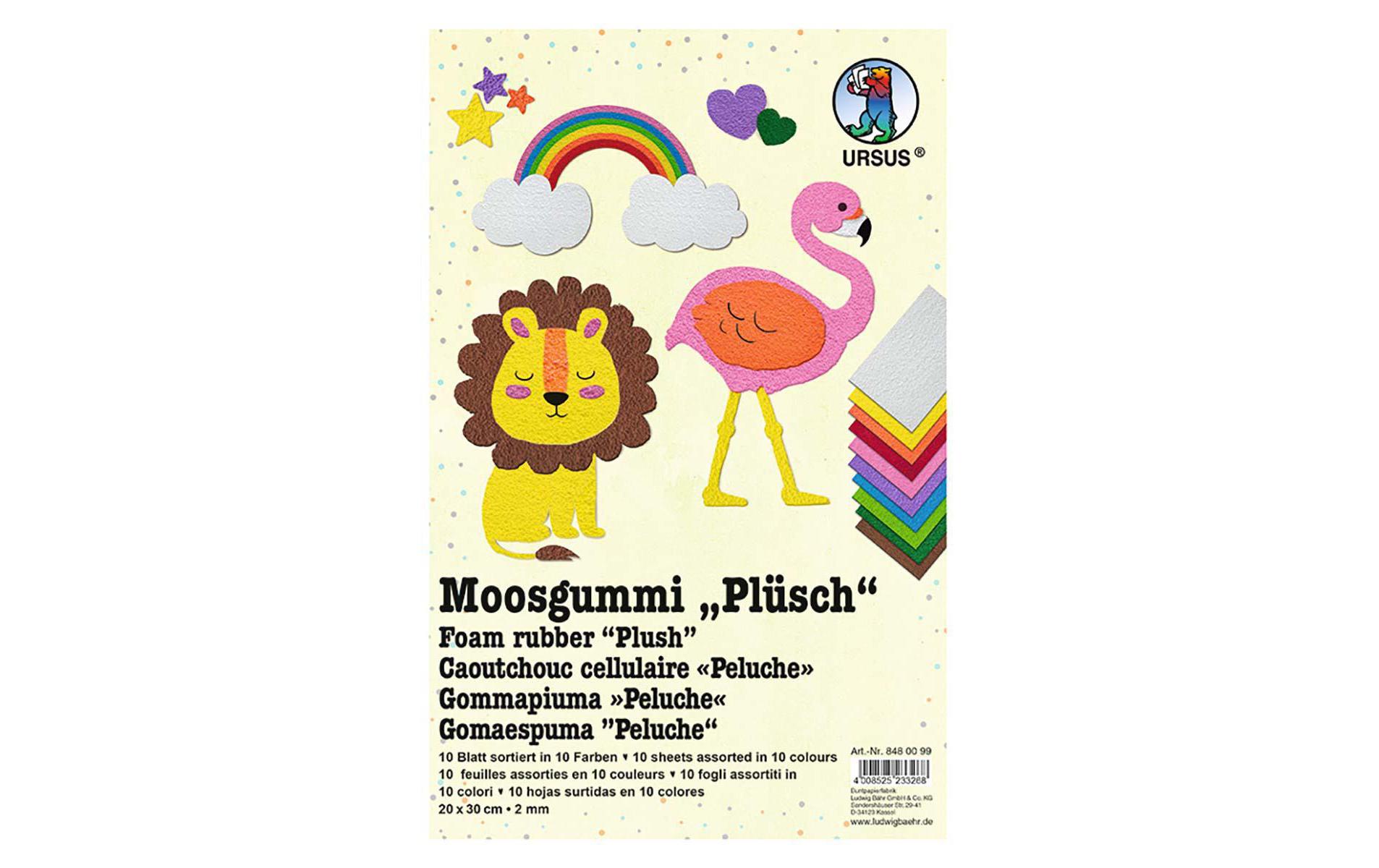 Moosgummi-Set Plüsch 10 Stück, MehrfarbigMoosgummi