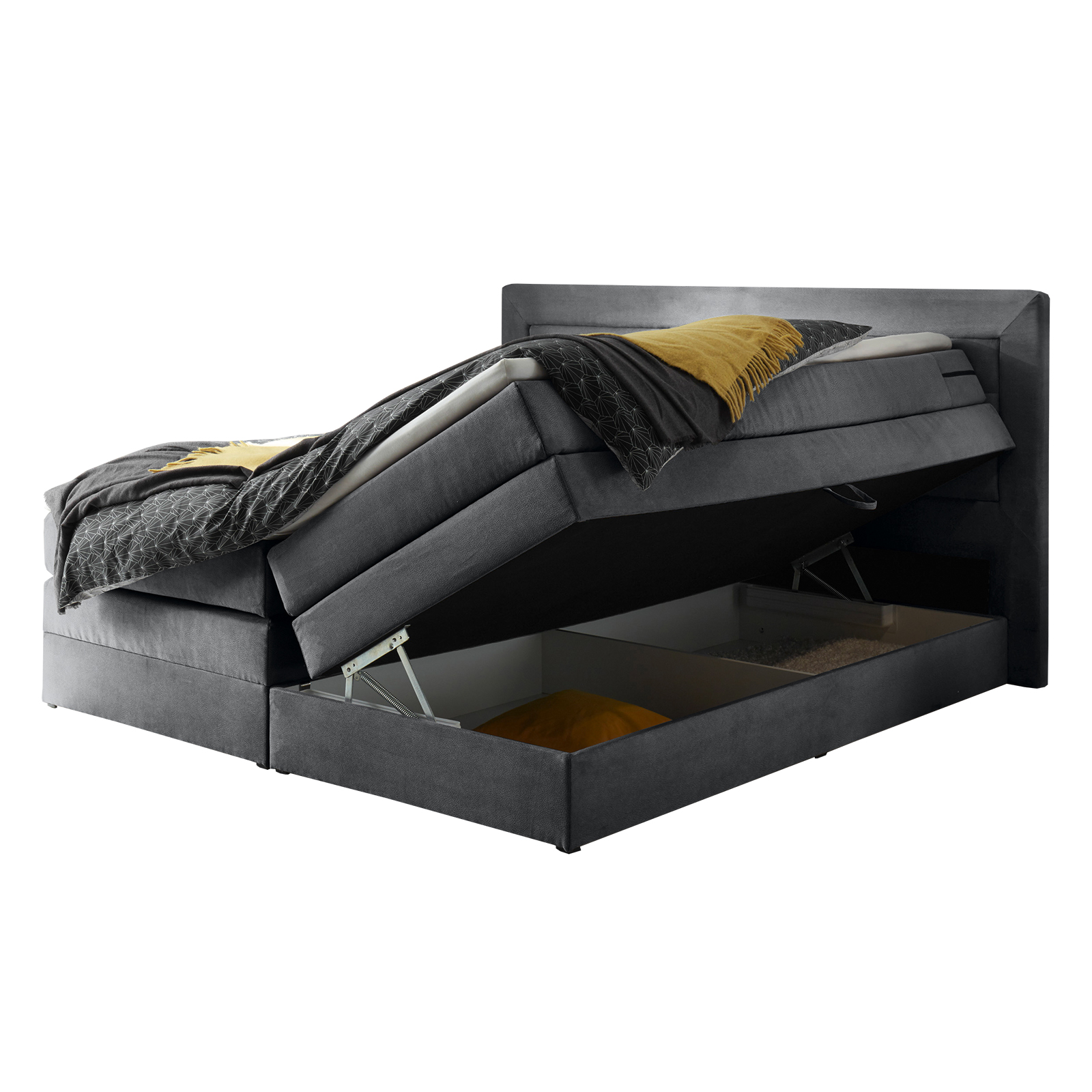 Boxspringbett - dunkelgrau - H2 - 180x200 cm