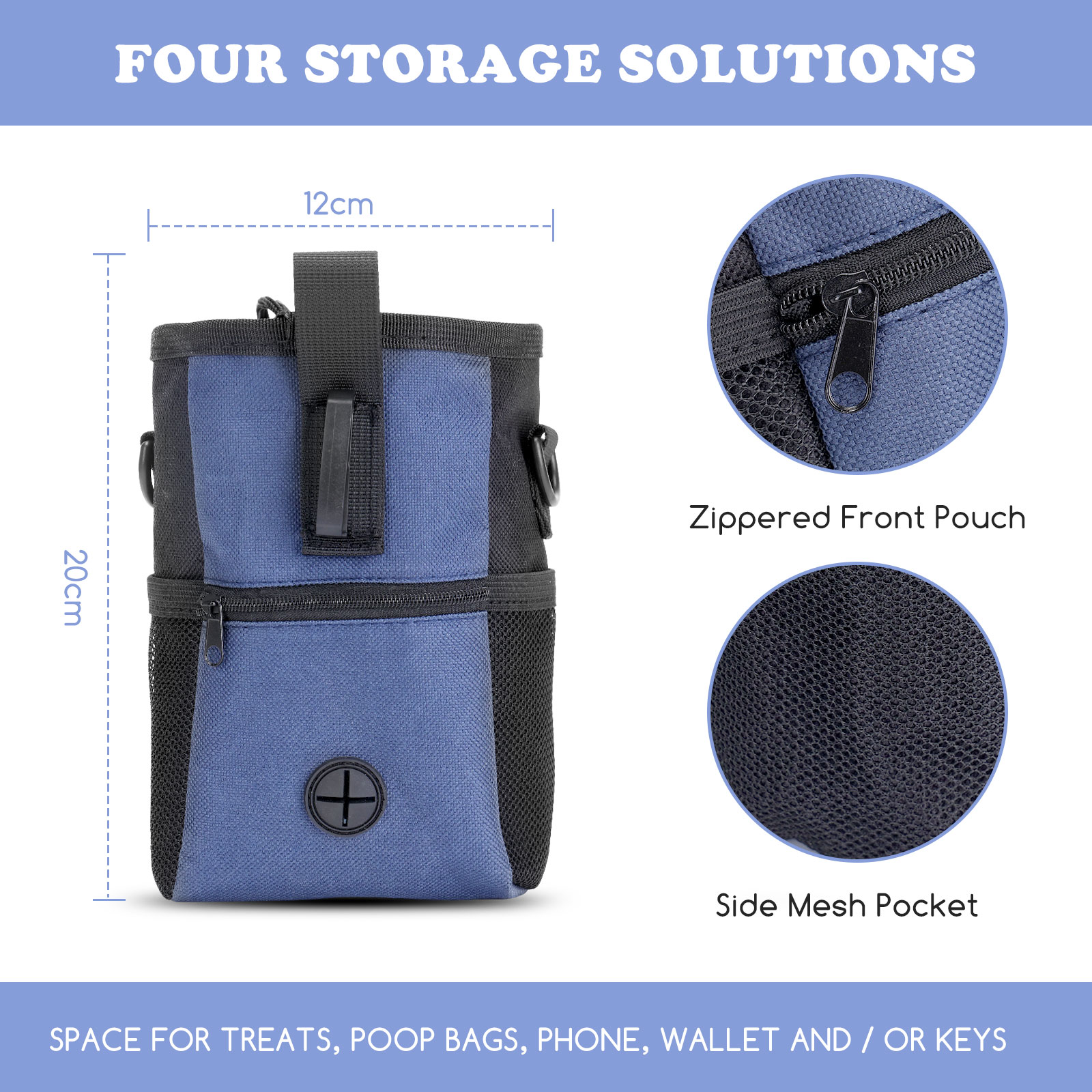 Nobleza - Bolsa para Treinamento de Cães, Bolsa para Petiscos, Bolsa Multifuncional para Alimentos e Petiscos, Cinto e Clipe para Cinto