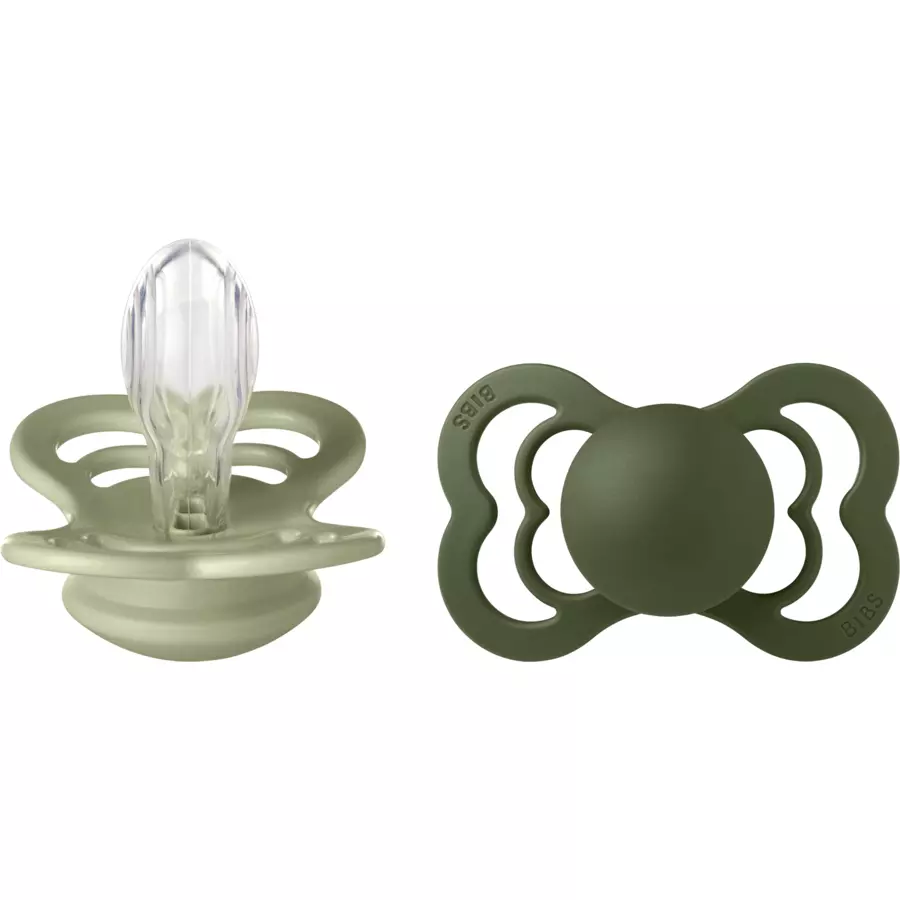 BIBS® Schnuller Supreme Sage  Hunter Green Silikon 6-36 Monate, 2 Stk.