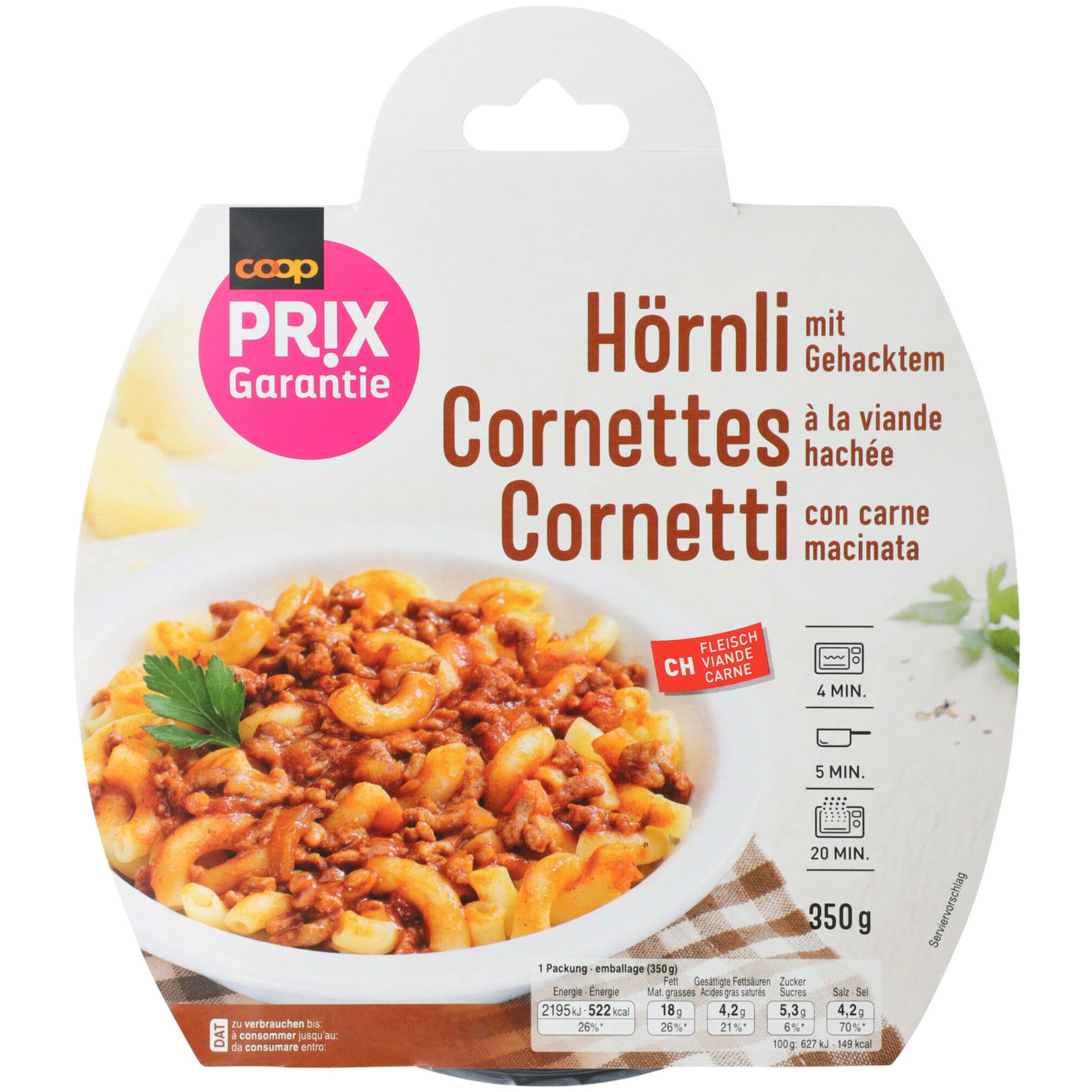 Prix Garantie Hörnli mit Gehacktes