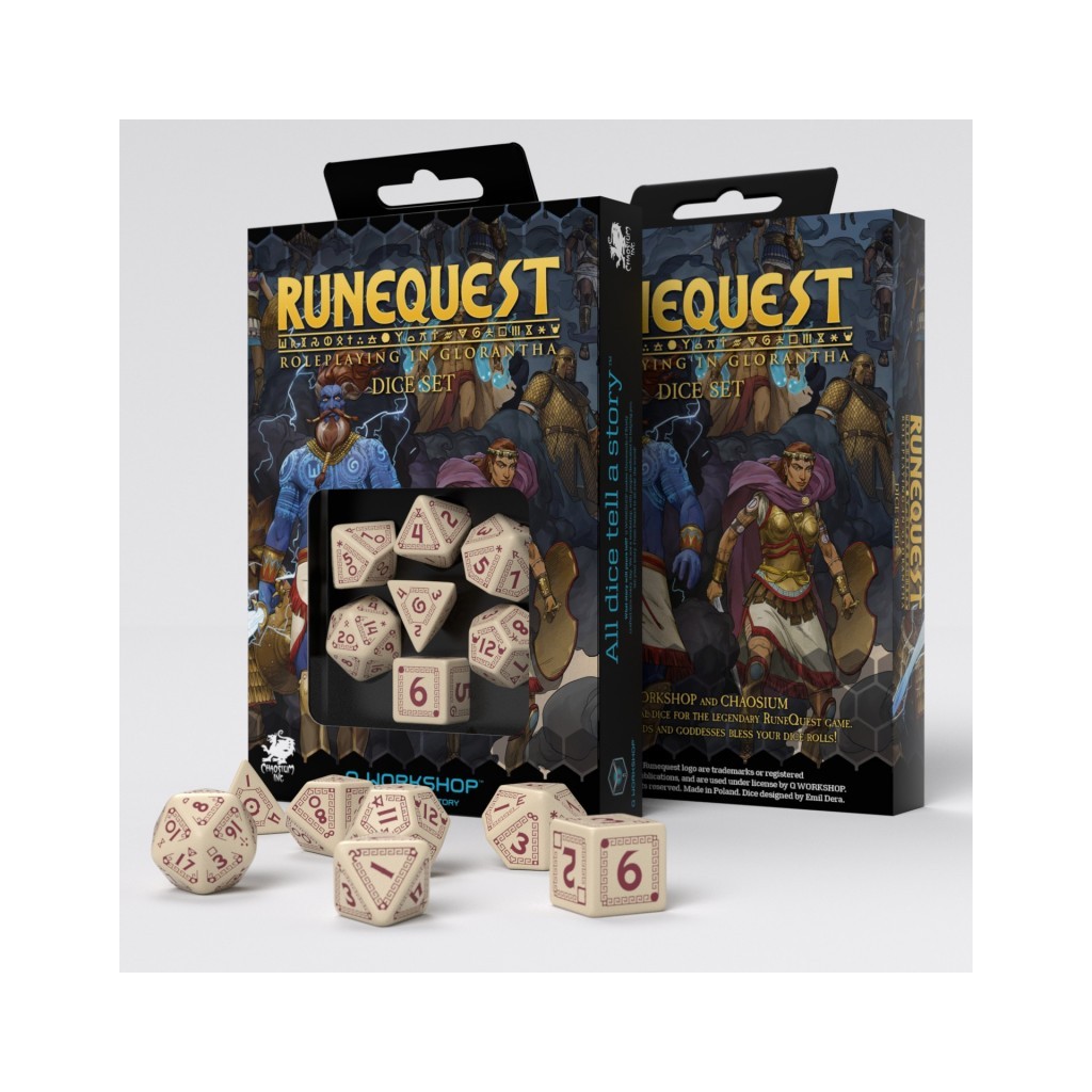 RuneQuest Dice Set - Beige & Burgundy