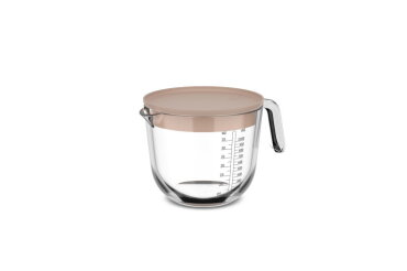 Maatbeker met deksel Chef It glas 1000 ml  - chalk