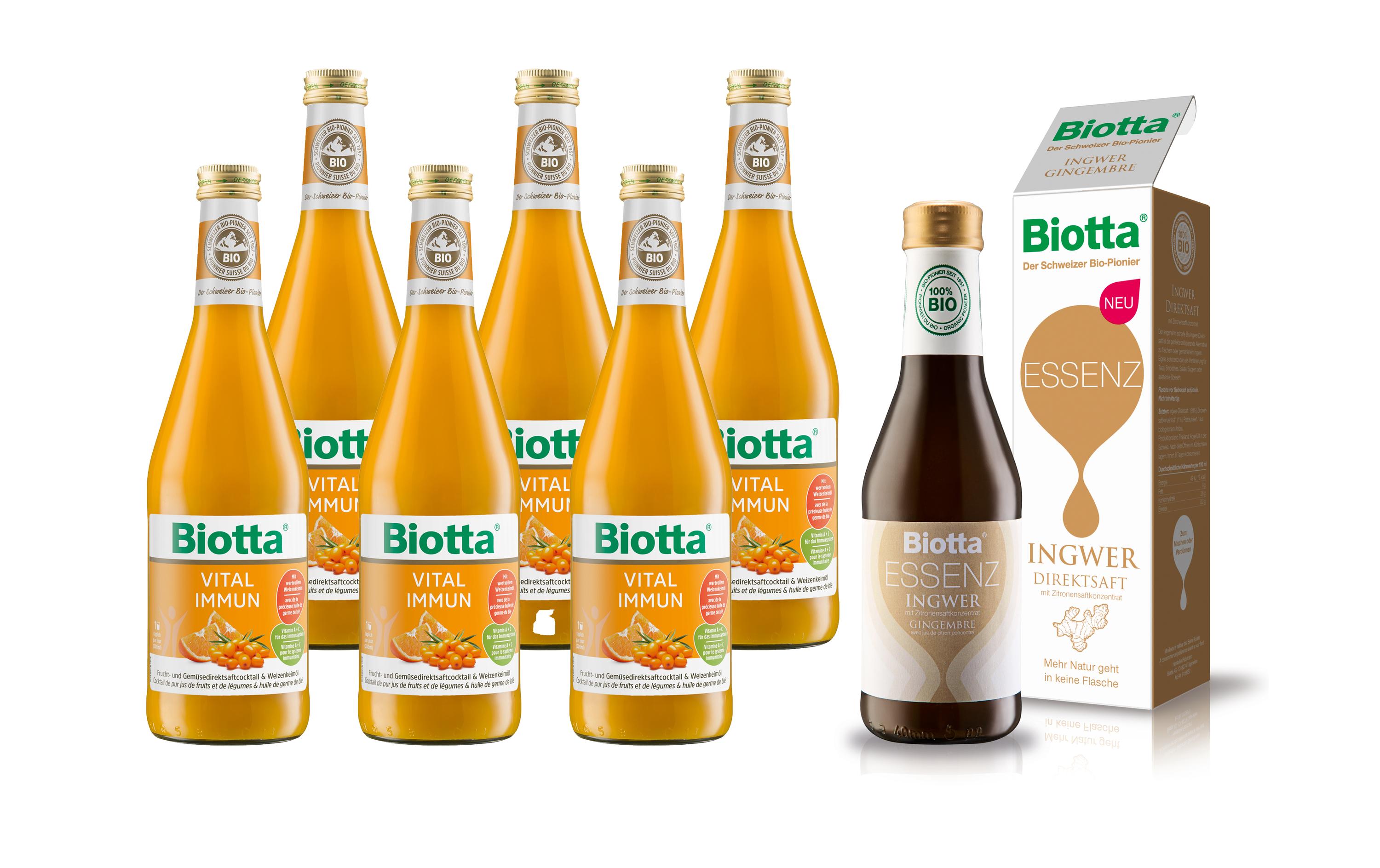 Vital Immun Bio 6 x 0.5 l Set IngwerFruchtdirektsaft aus erntefrischen Bio-Früchten