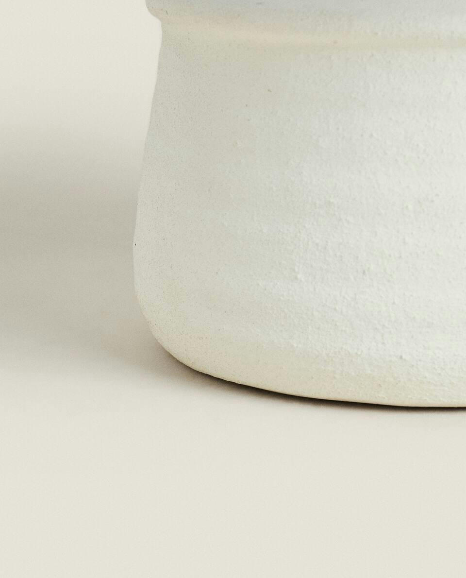 LUMINÁRIA DE CERÂMICA COM CÚPULA DE LINHO