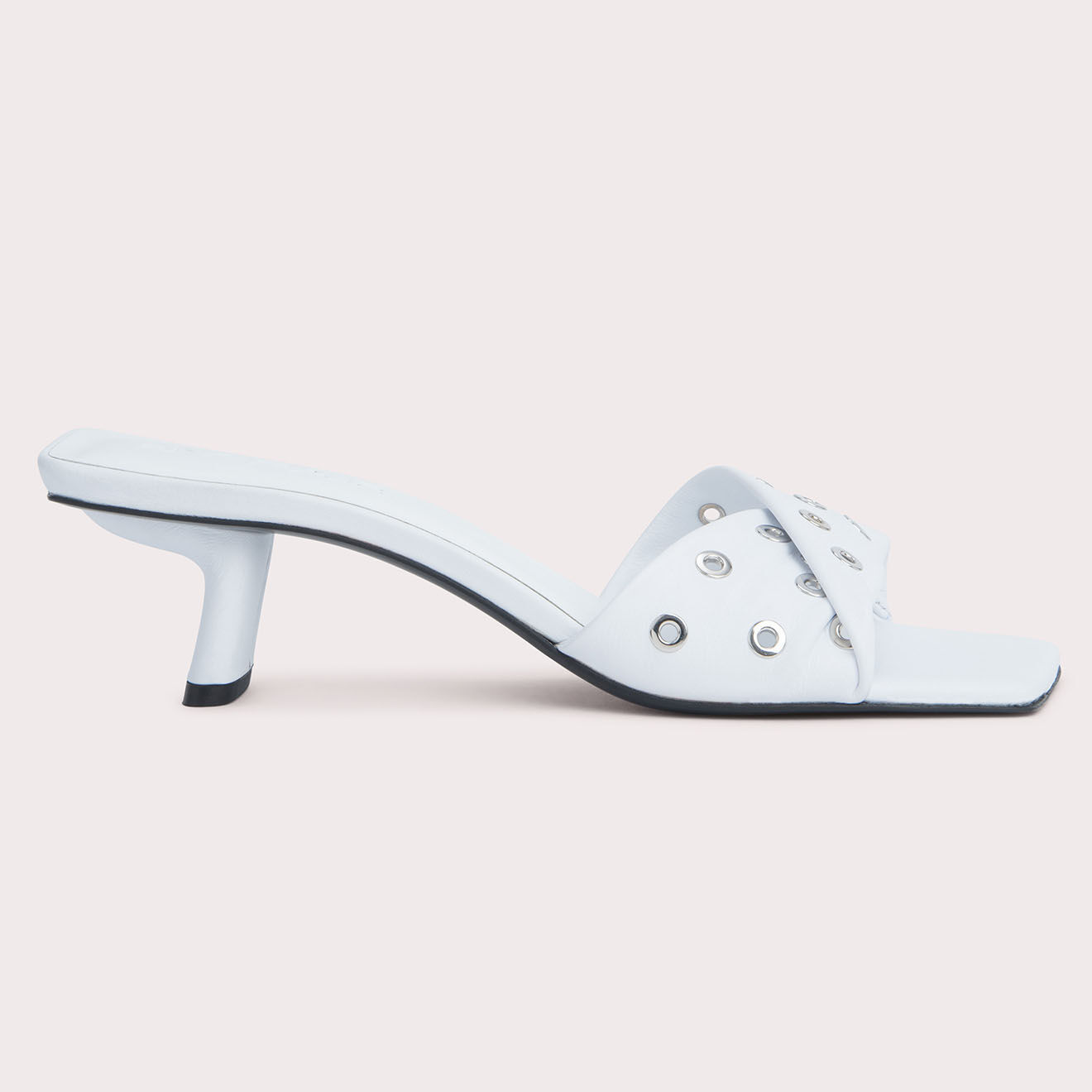 By Far Mules en Cuir Rocco blanches - Talon 5 cm