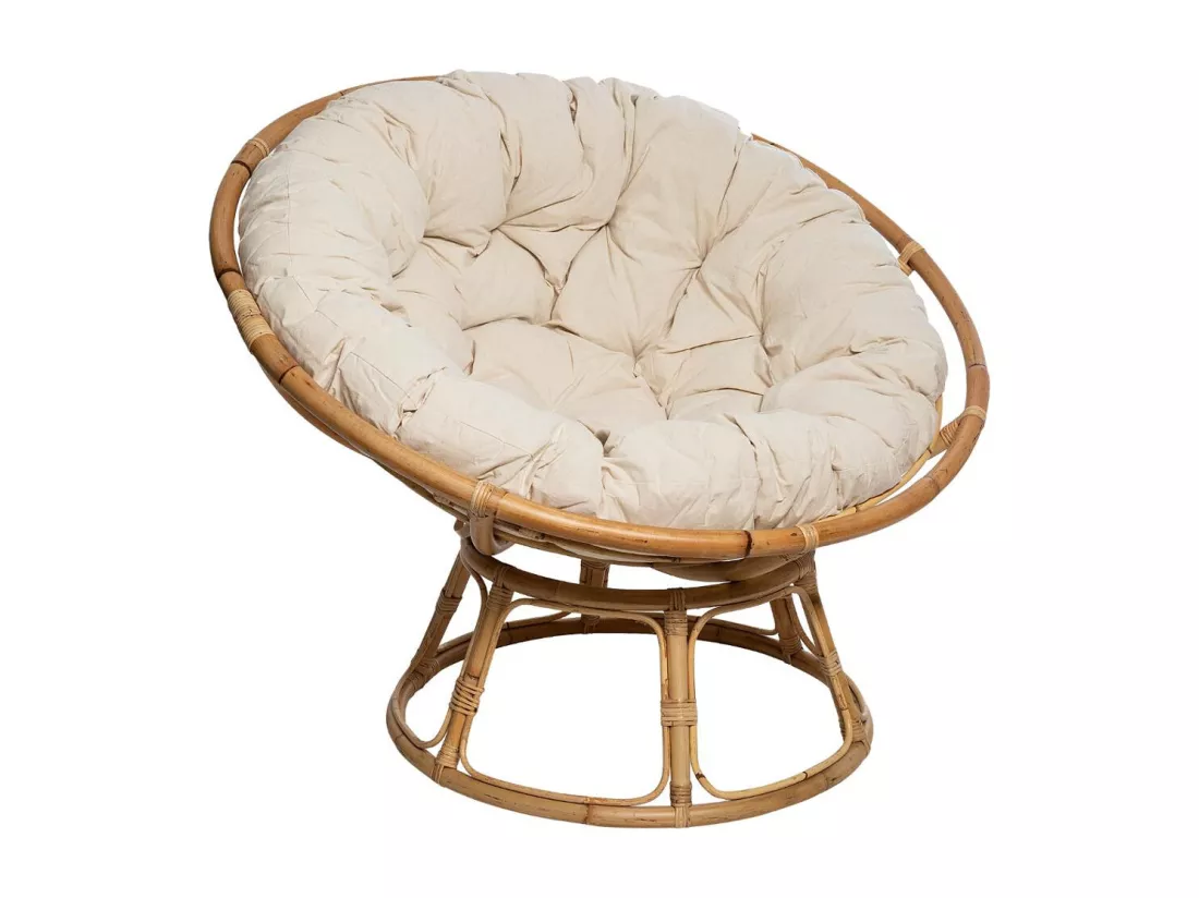 Fauteuil en Rotin style loveuse et Coussin en Coton H 80 cm