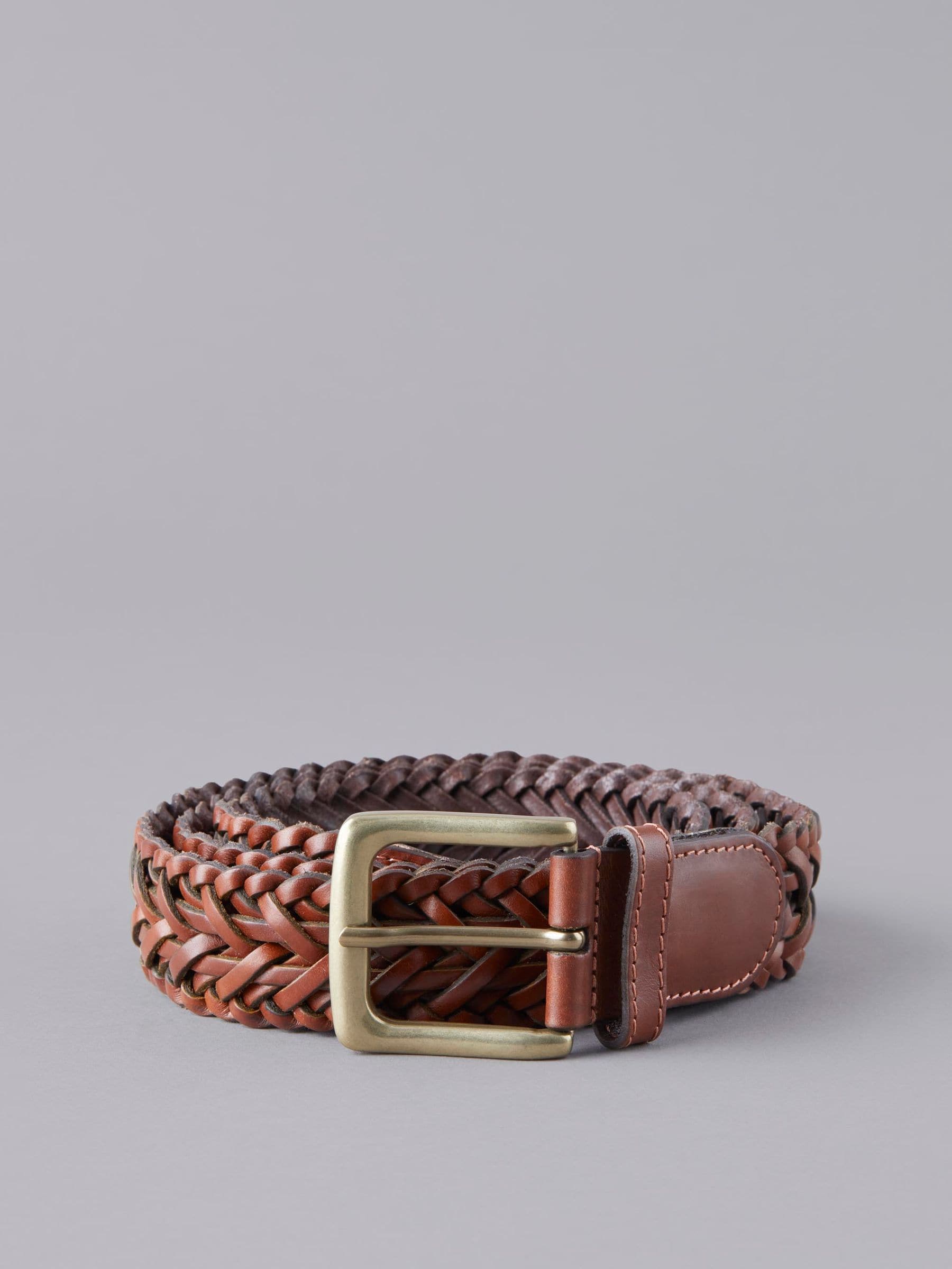 Lichtbruin - Lakeland leren gevlochten Howbeck riem