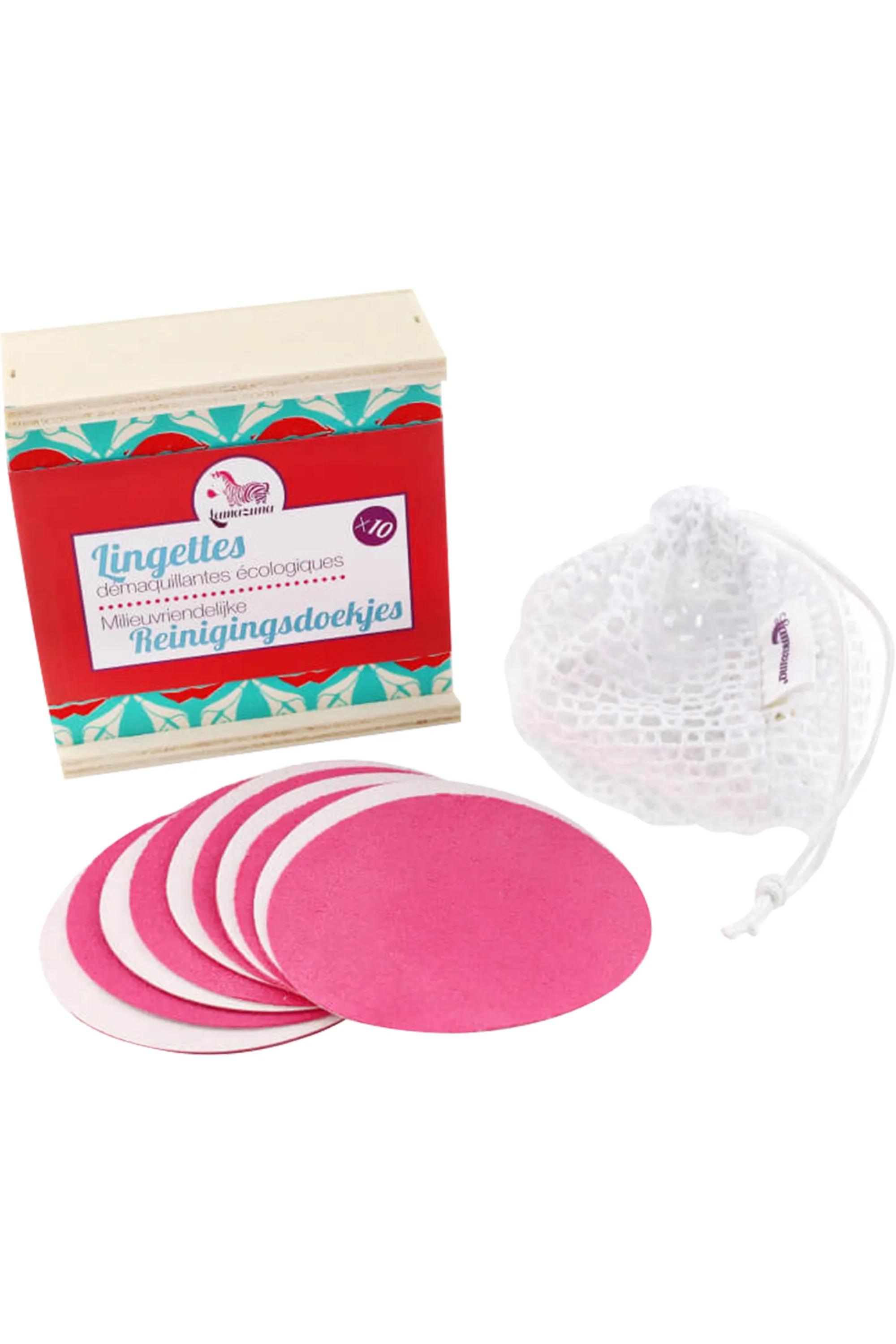 Lamazuna Coffret de 10 Lingettes Démaquillantes lavables réutilisables