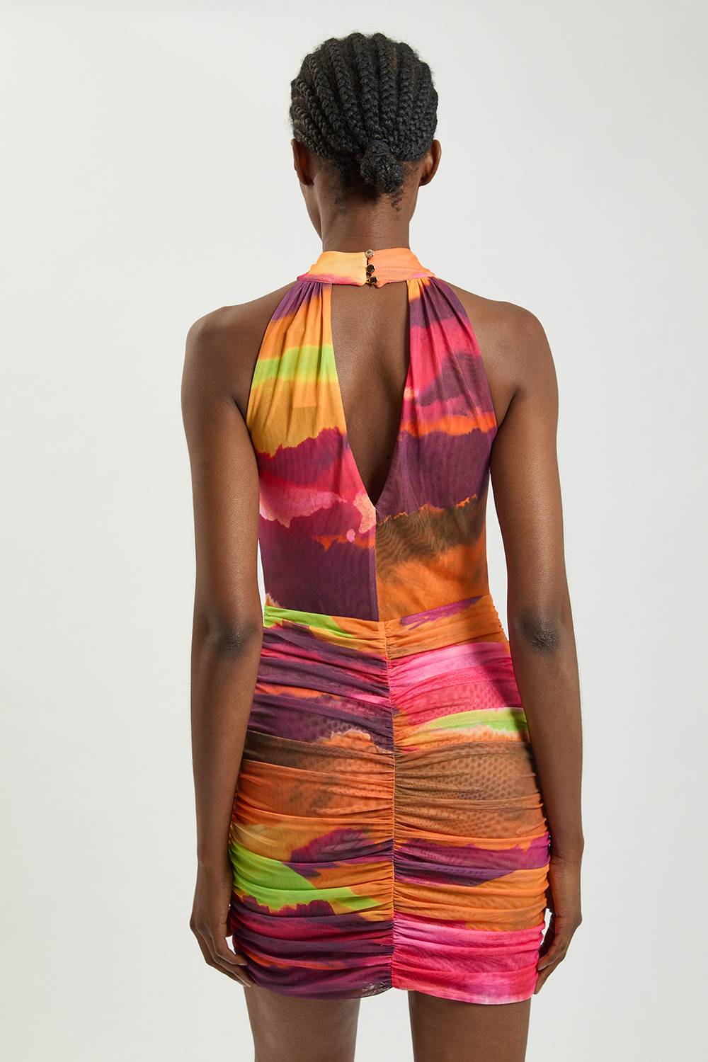 KarenMillen Robe Courte Moulante À Col Montant En Jersey Maille Imprimé Marbré