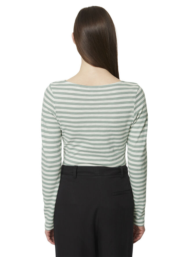 Marc O’Polo T-shirt, long sleeve, boat neck, st Multi/ faded mint