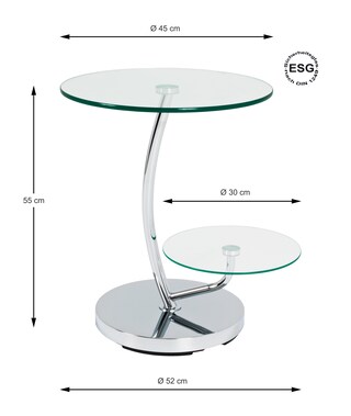 BeistelltischØ 52 cm chrom/Glas
