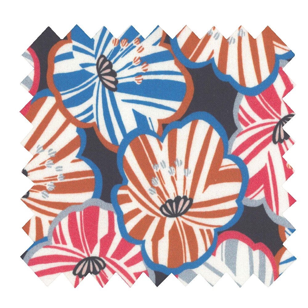 Tissu Enduit Au Mètre Anémones Rayées