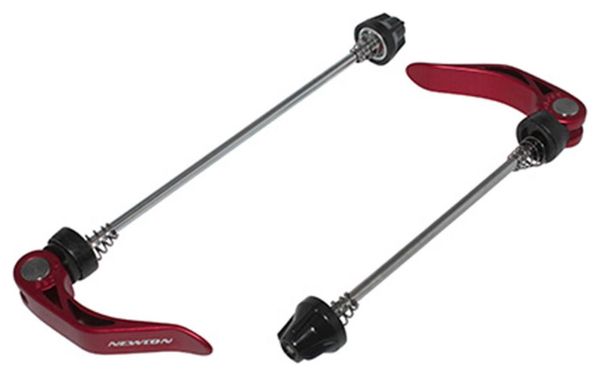 BLOCAGE RAPIDE DE ROUE ROUTE AVANT   ARRIERE NEWTON ROUGE VTT-ROUTE (POUR PATTE LARGE SUR CADRE CARBONE) (KIT 2 PIECES)