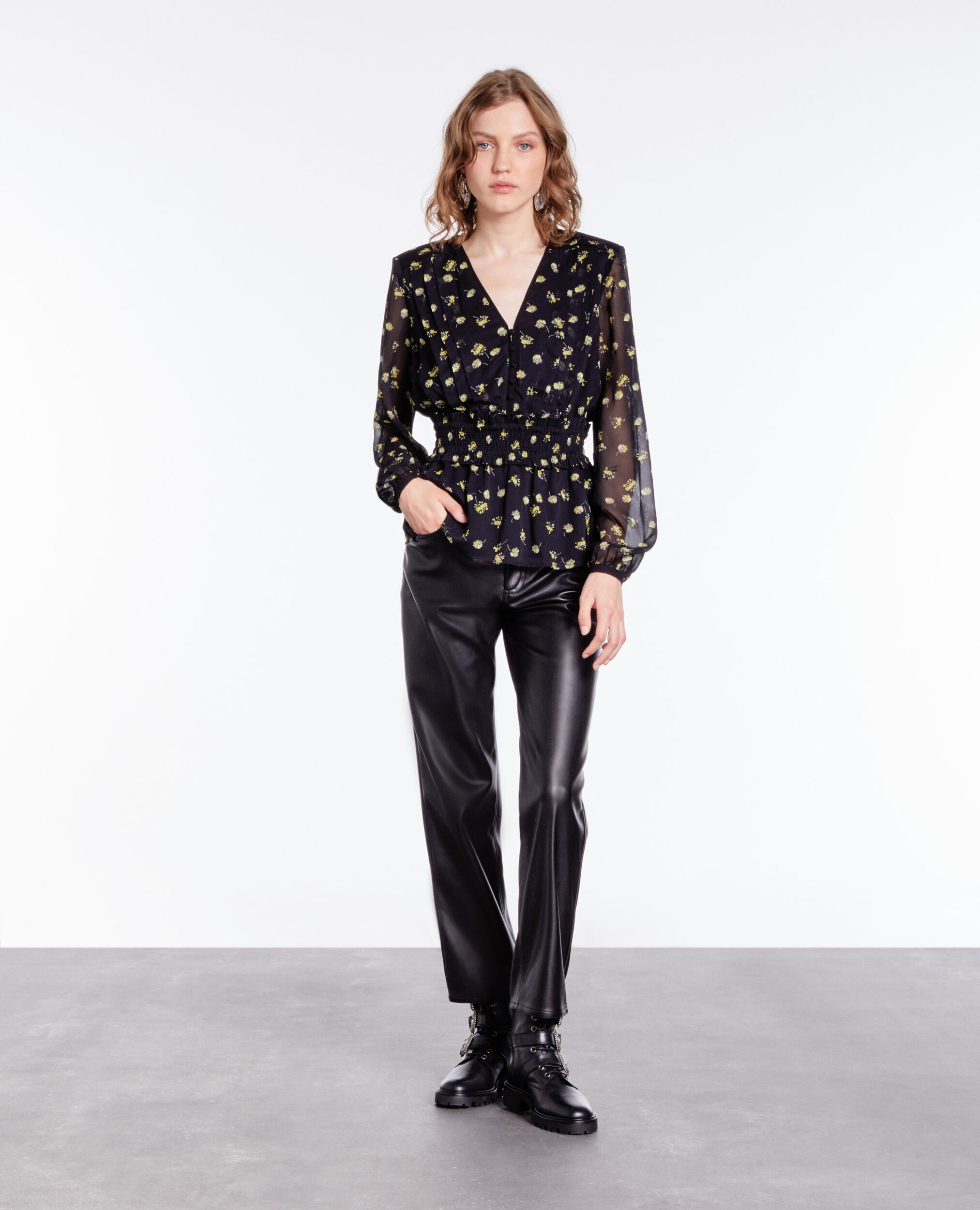 Top imprimé avec smocks