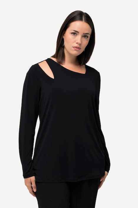 Shirt, Cut-Out, asymmetrischer Ausschnitt, Langarm