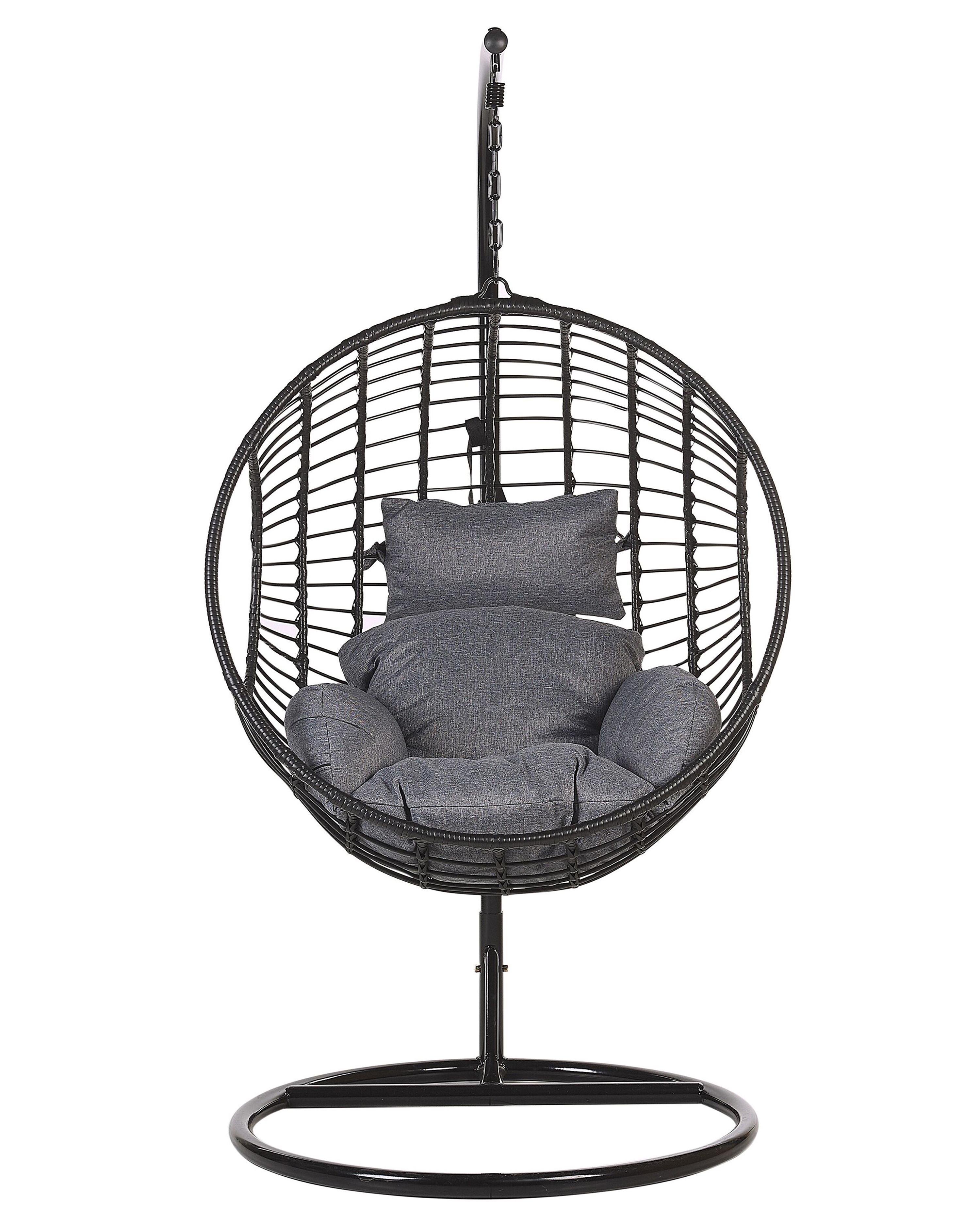 Hangstoel met standaard ASPIO PE rotan Zwart
