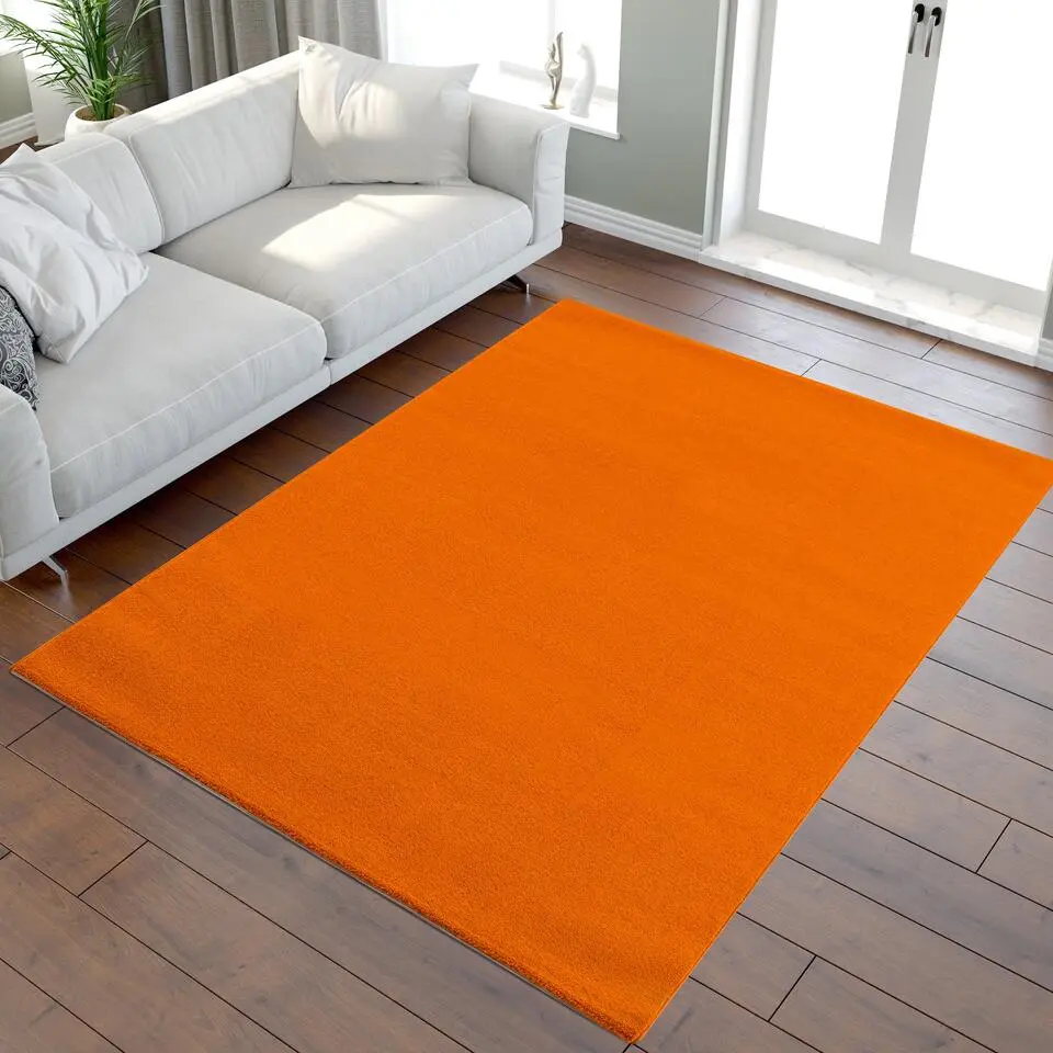 Uni Effen Laagpolig Vloerkleed Modern Oranje - 200x290 CM