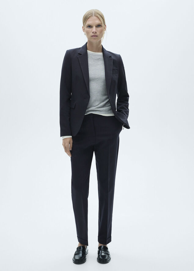 MANGO Fitted suit jacket Navy