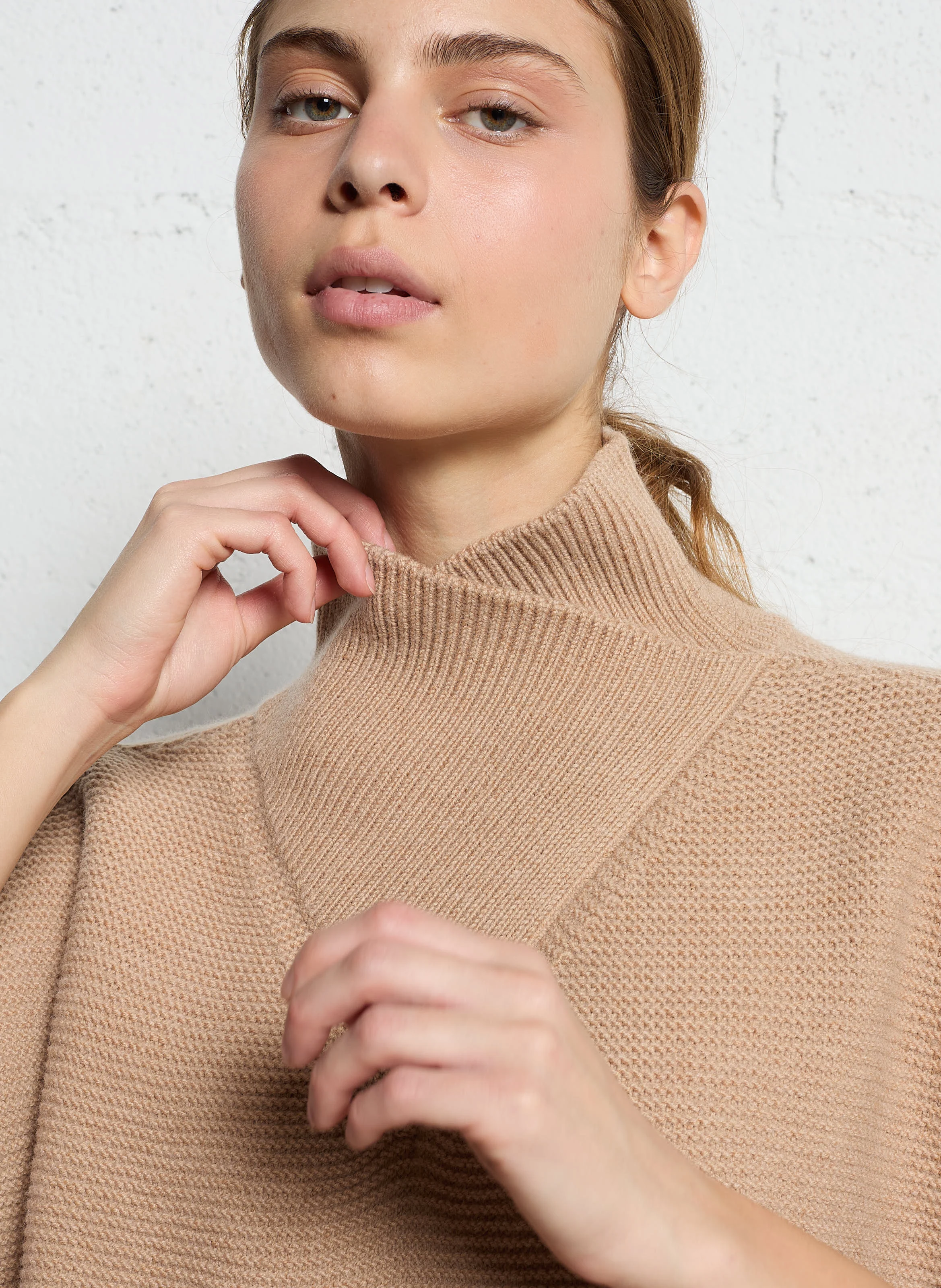 MORY - Plastron maille épaisse en laine| Beige