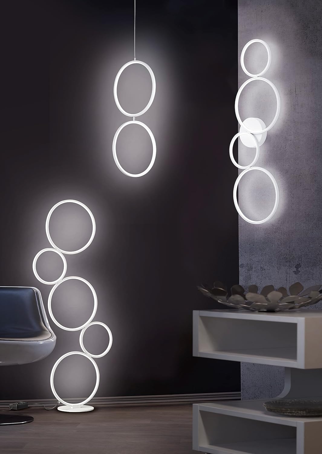 Trio Leuchten LED Stehleuchte Rondo 422610531, Metall weiß matt, inkl. 36 Watt LED, Fuß Dimmer