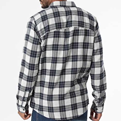 Chemise Manches Longues A Carreaux Bone Life Gris Bleu Marine