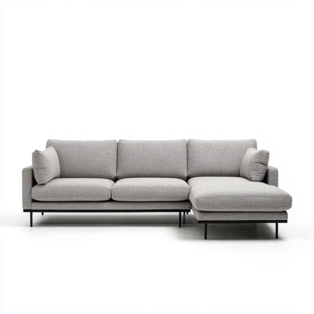 Modernes Ecksofa 250x150x85 cm Stoffpolster - Hellgrau