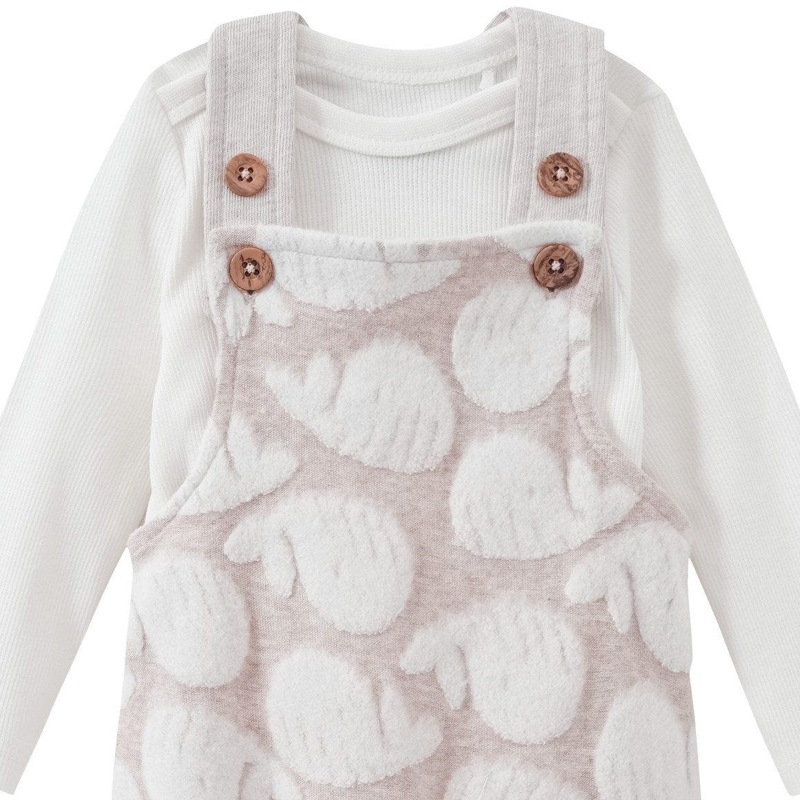 Topomini Baby Strampler und Langarmbody im Set beige / cremeweiss