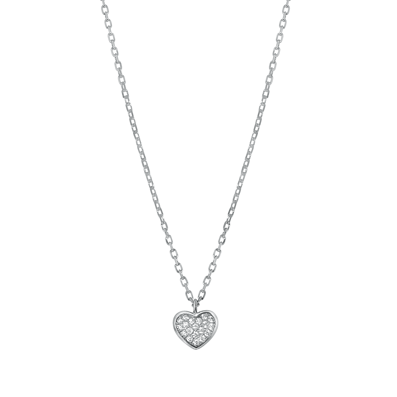 Zilveren ketting&hanger hart met zirkonia