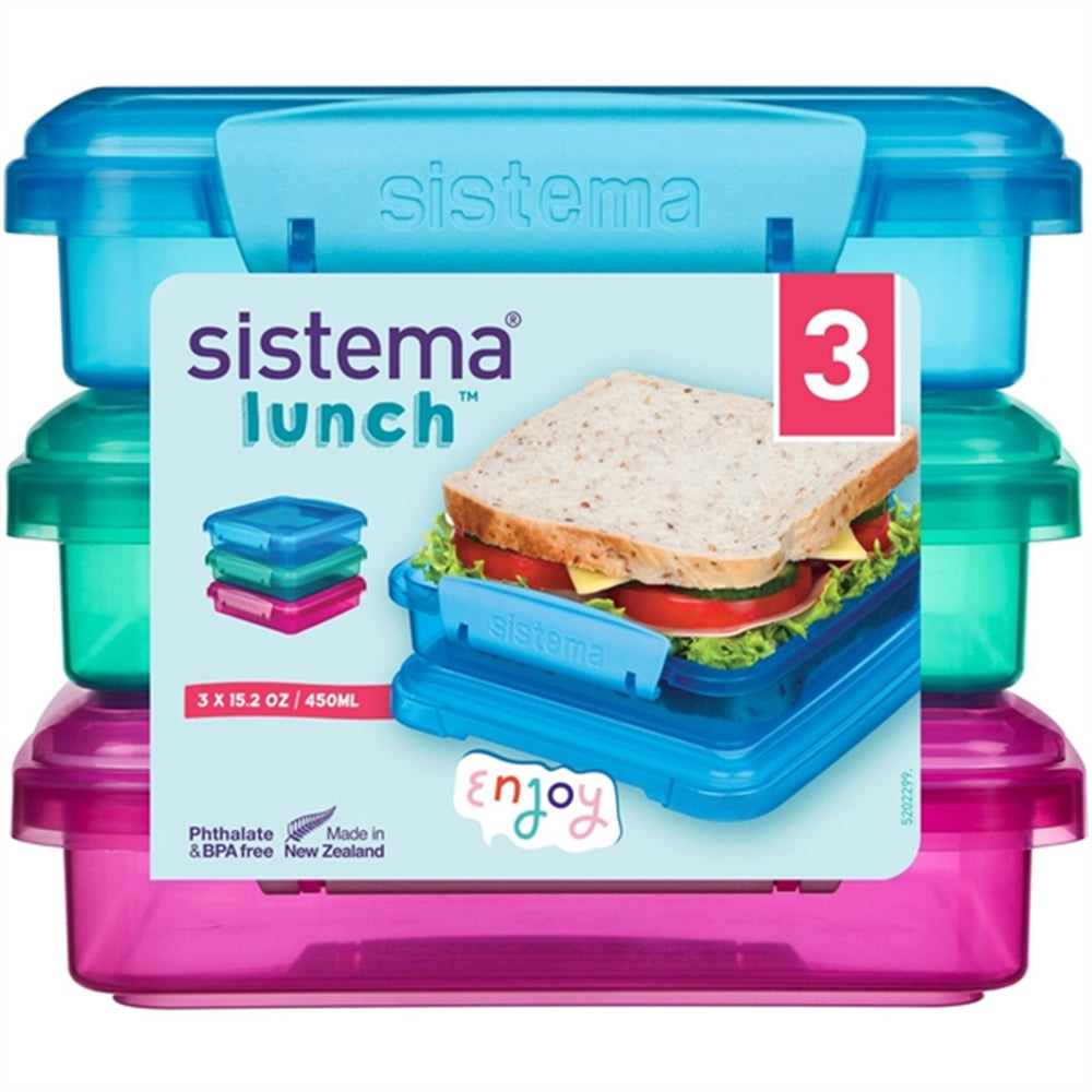 Køb Sistema Sandwich Box Madkasse 450 ml Lunch Mixed Pack 3-pak