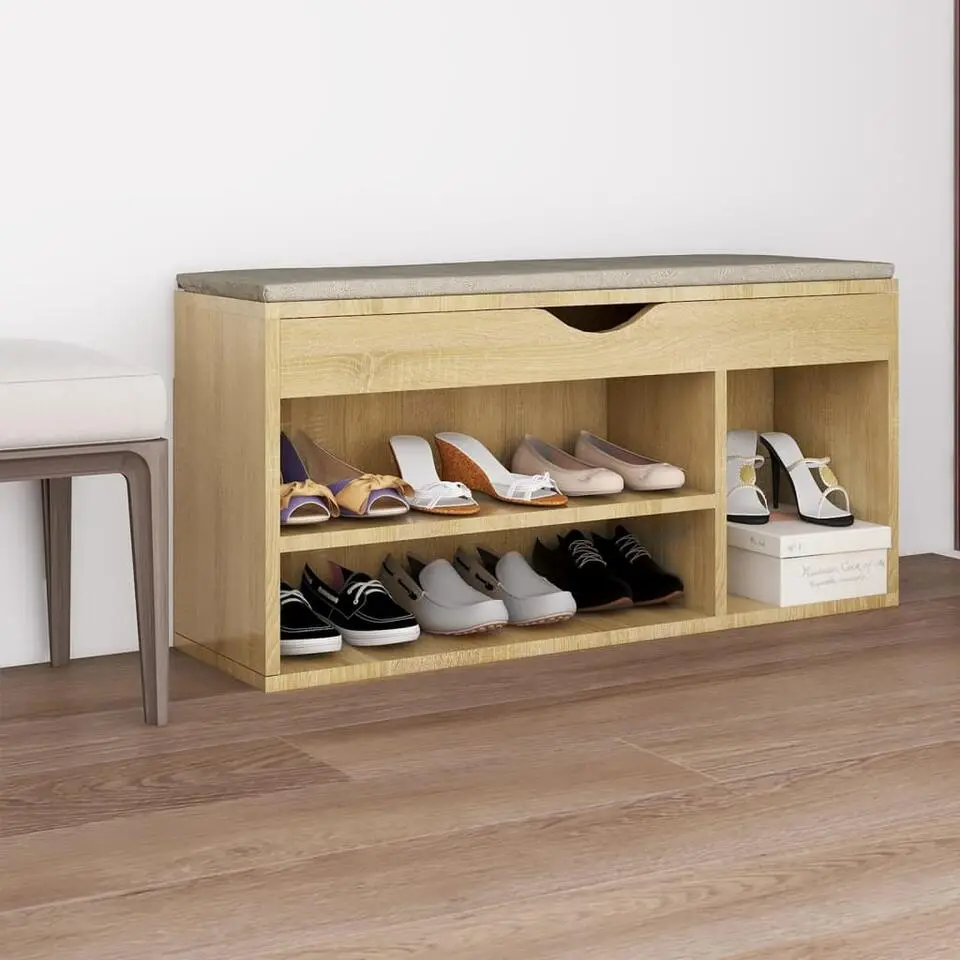 vidaXL - Schoenenbank - Bruin - Bewerkt hout