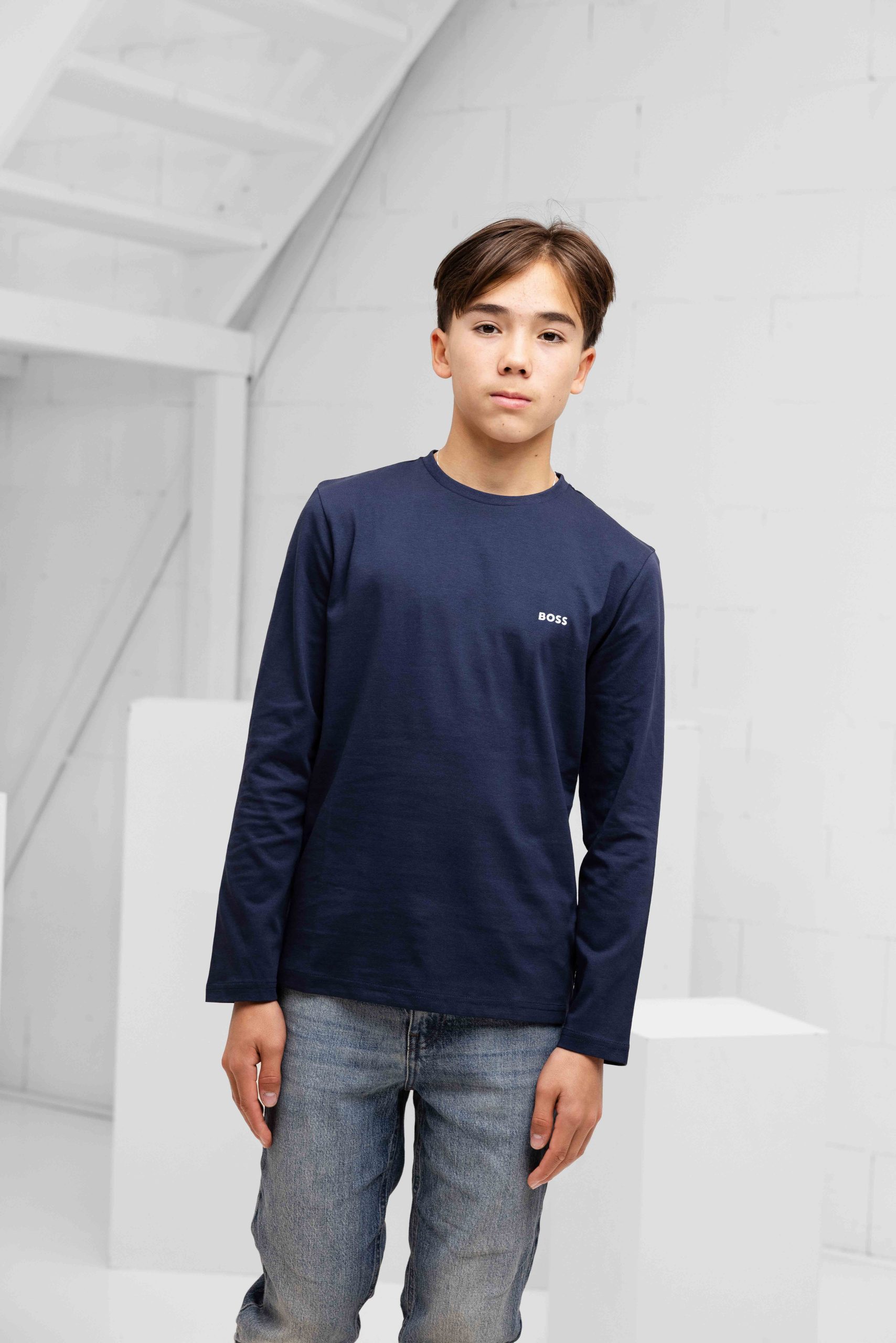 Hugo Boss Longsleeve T-Shirt Kids Donkerblauw