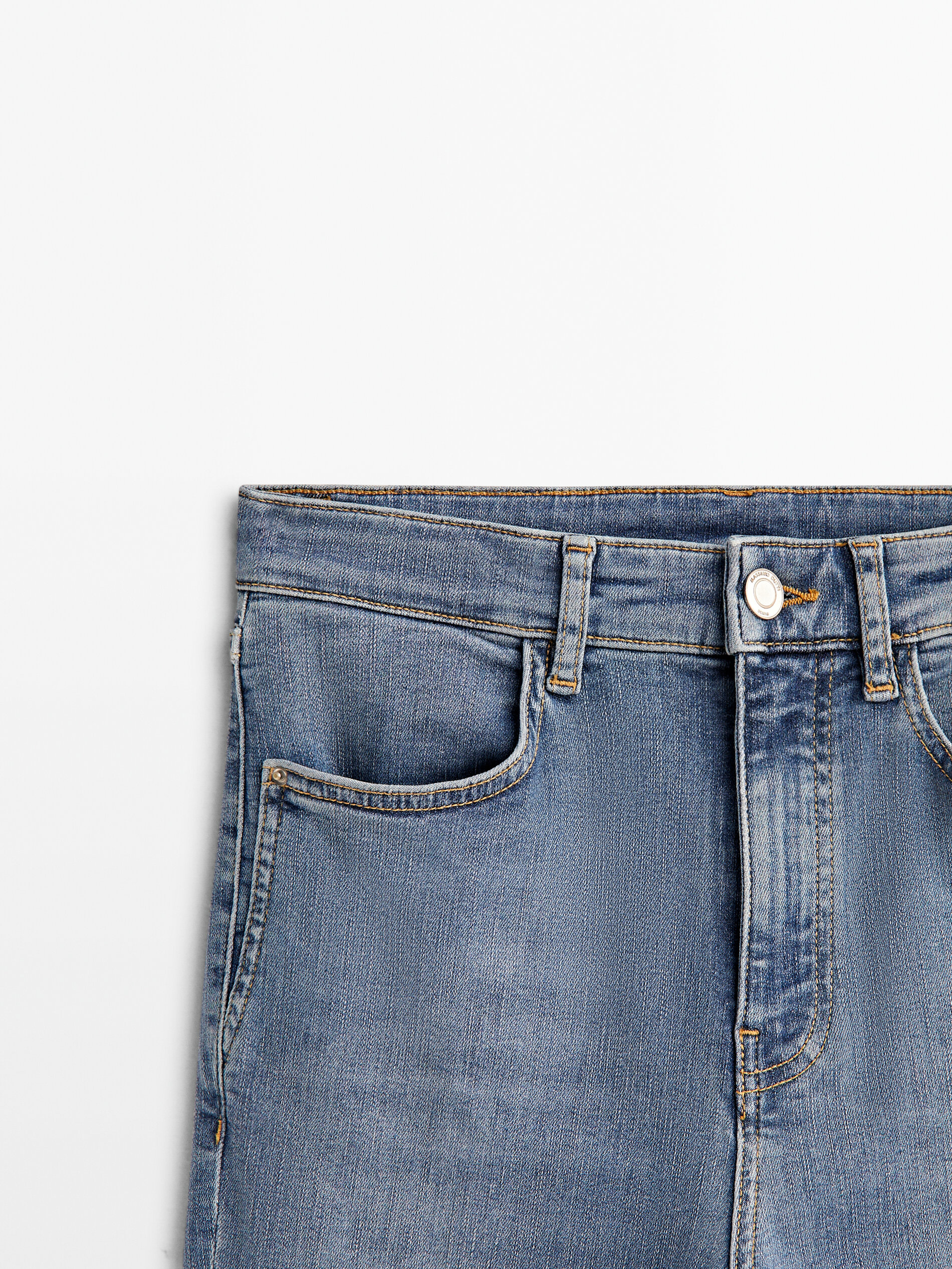 Calça jeans skinny flare de cintura alta - Azul claro