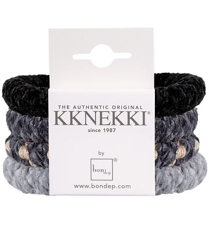 Kknekki Elastikker - 4-pak - Velour - Gr?/Sort