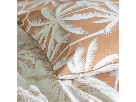 Parure de lit 2 personnes en coton 57 fils imprimé camel 240x220cm