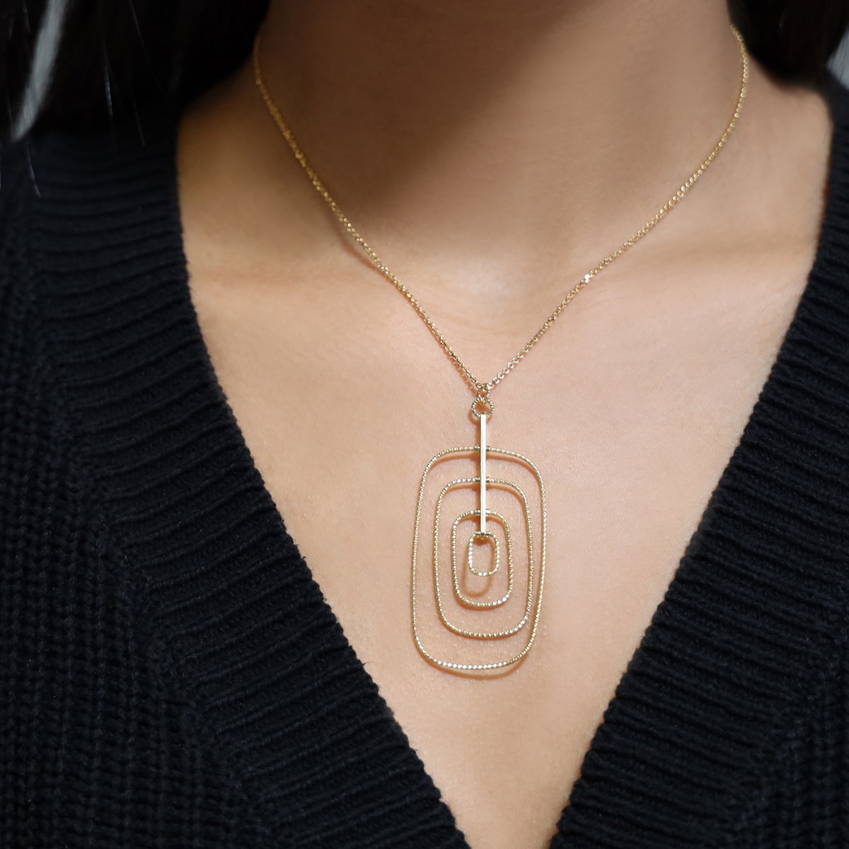 Collier Forme Ovale Psyqué Argent Doré Diamanté