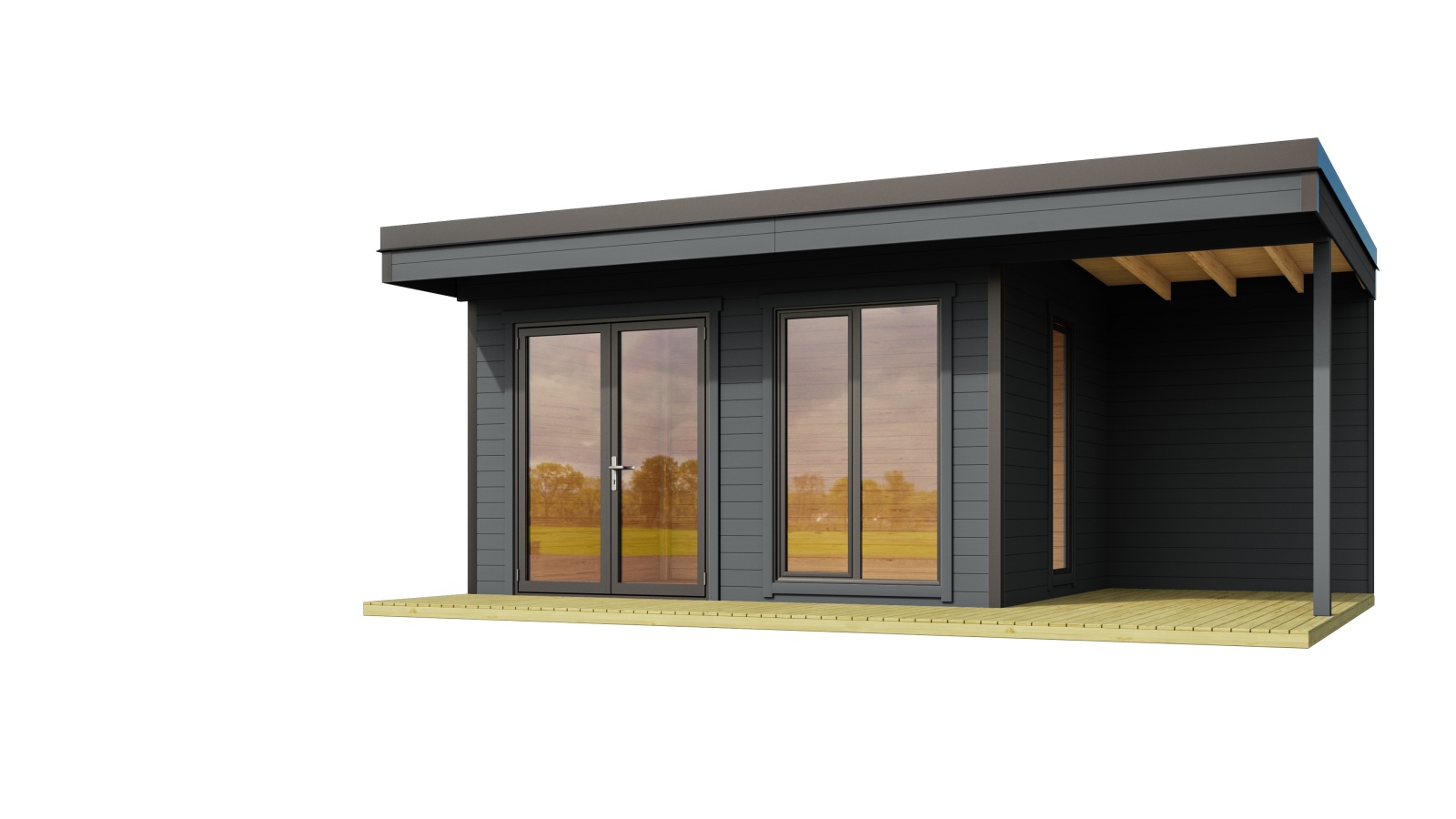 Gartenhaus DOMEO 7 - carbongrau-anthrazit - Fichte massiv