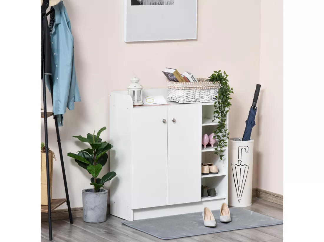 Armoire / etagere / meuble a chaussures très pratique en panneaux de particules blanc