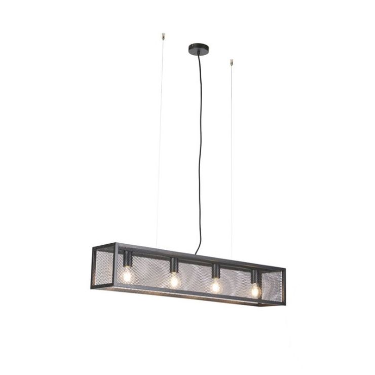Smart industriële hanglamp zwart incl. 4 WiFi A60 - Cage Wire